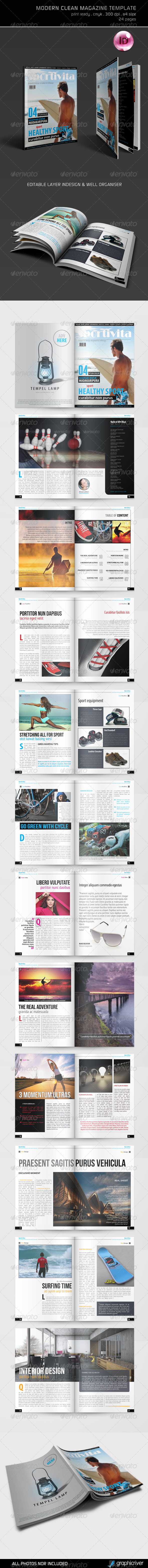 Modern Clean Magazine Template - Magazines Print Templates