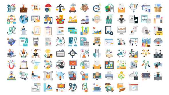 100 BusinessStartup Icons - VideoHive 28281466