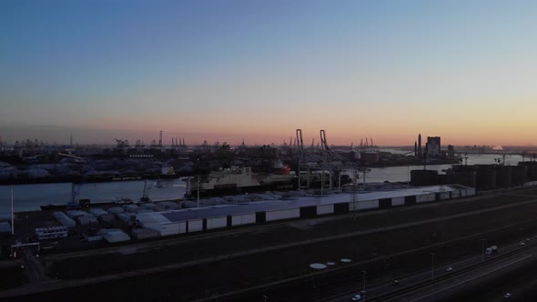 Aerial View Of The Maasvlakte Harbour And Brielse Meer In Rotterdam, Netherlands. alt