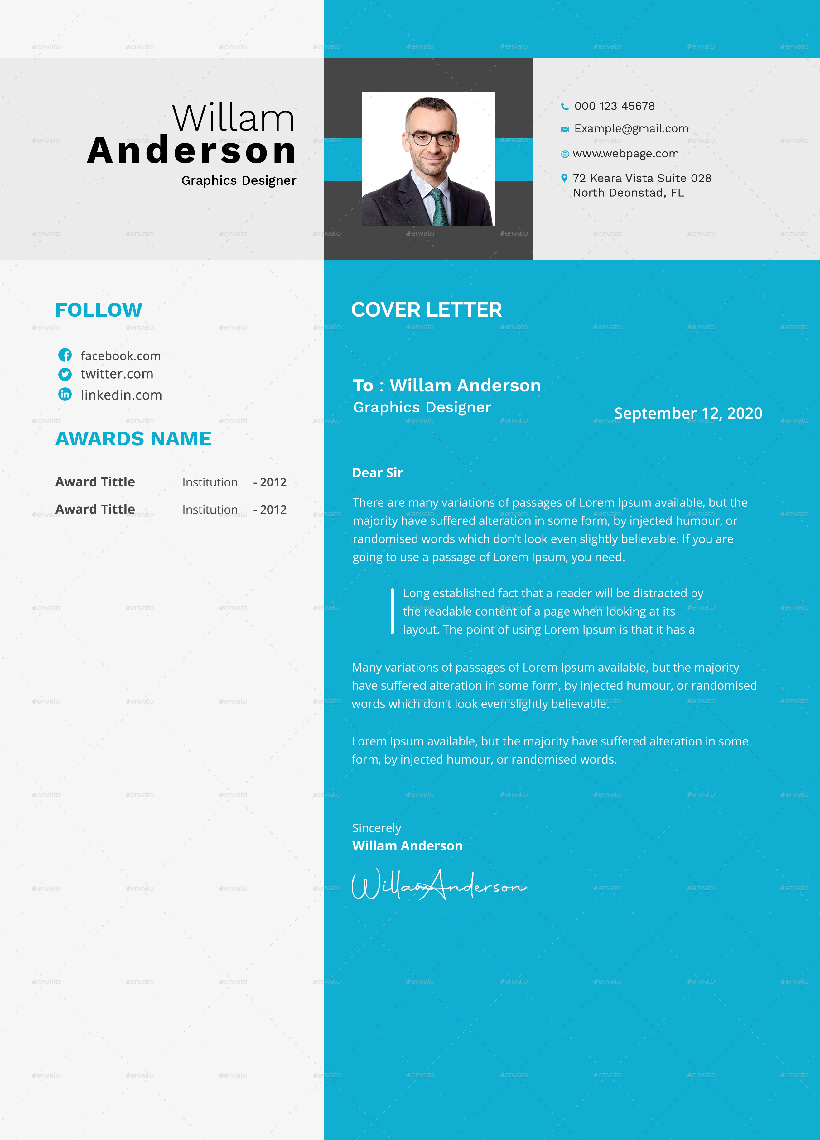 Resume Template by Graphicspoint21 | GraphicRiver