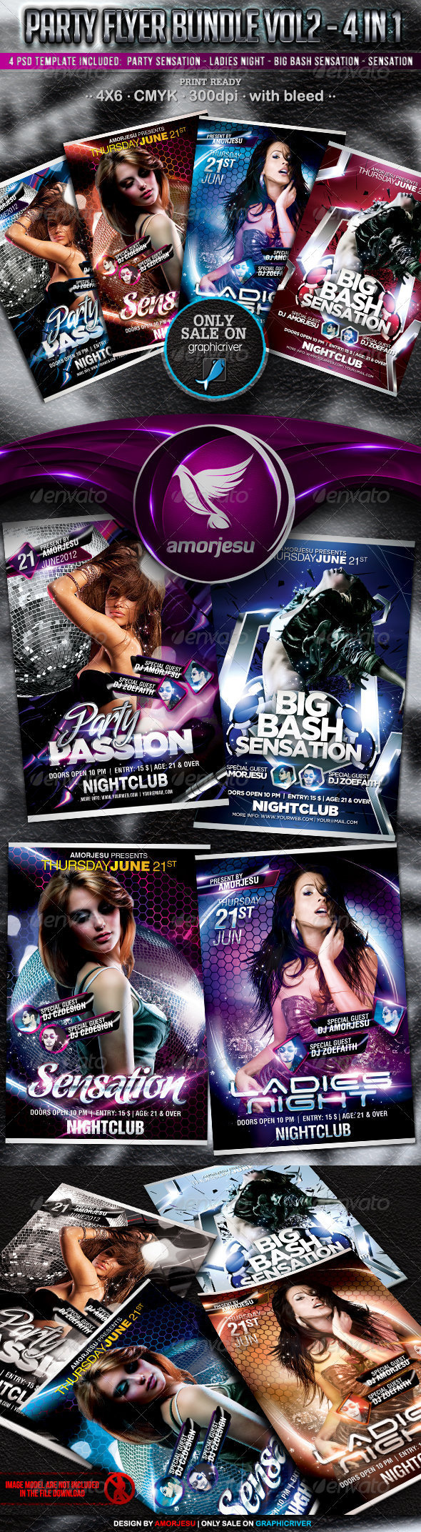 Party Flyer Bundle Vol2 - 4 in 1 - Events Flyers