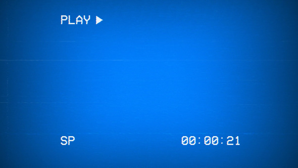 VHS Playback Blue Screen with Timecode - 30 Clips