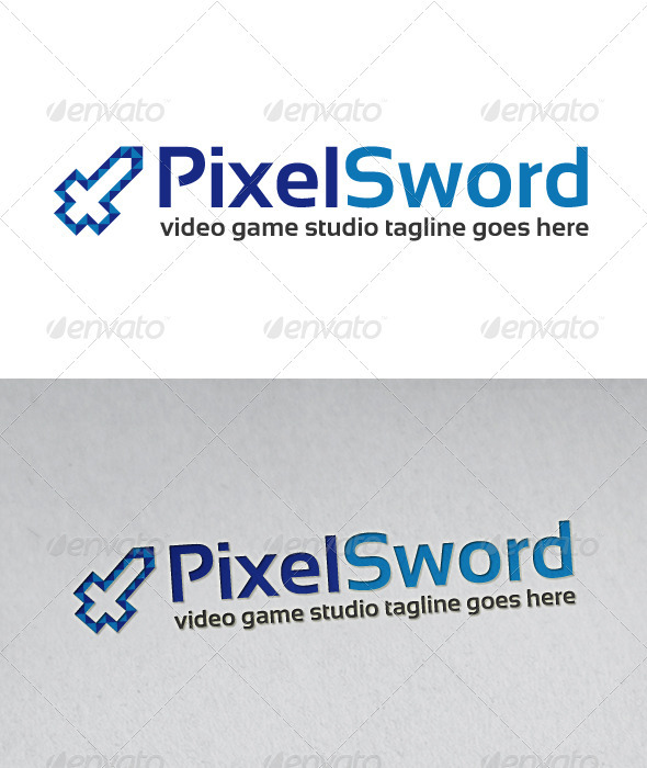 Pixel Sword Logo - Vector Abstract