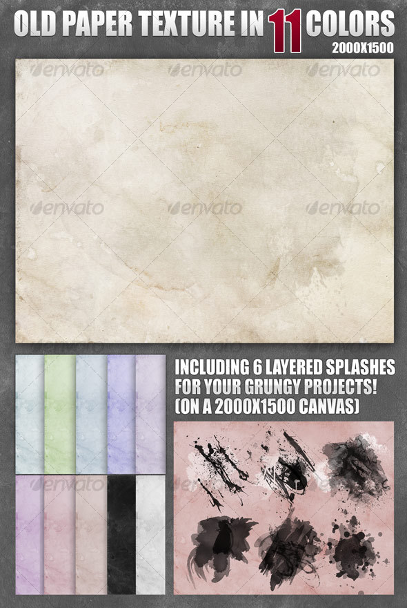 Old Paper Texture in 11 Colors - Backgrounds Graphics