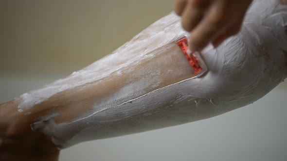 Leg Shaving With Cheap Dysfunctional Razor, Bad Result, Poor Personal Hygiene alt
