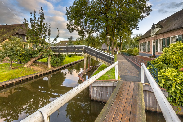 Canals in Giethoorn Village - Stock Photo - Images