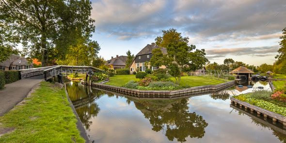 Canals in Giethoorn Village - Stock Photo - Images