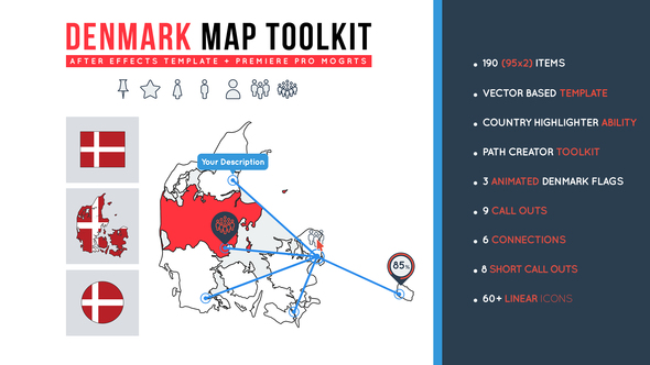 Denmark Map Toolkit - VideoHive 28316636