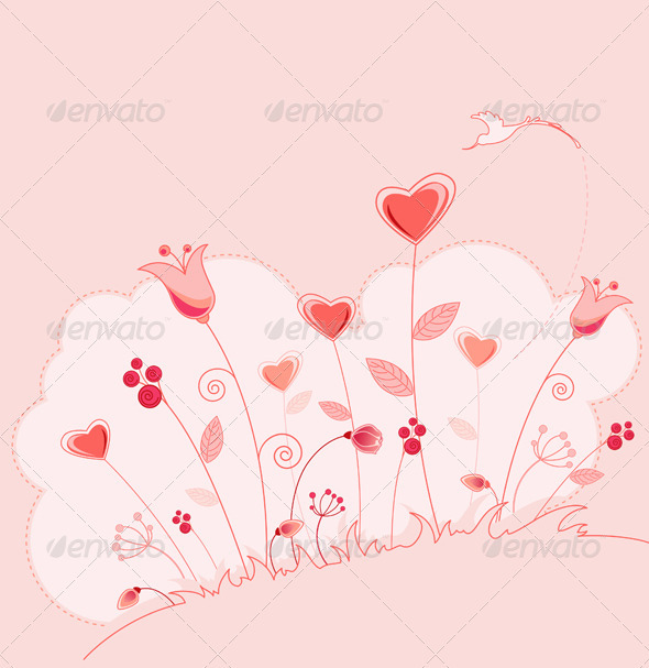 Valentine's Day Greeting Card with Flowers - Valentines Seasons/Holidays