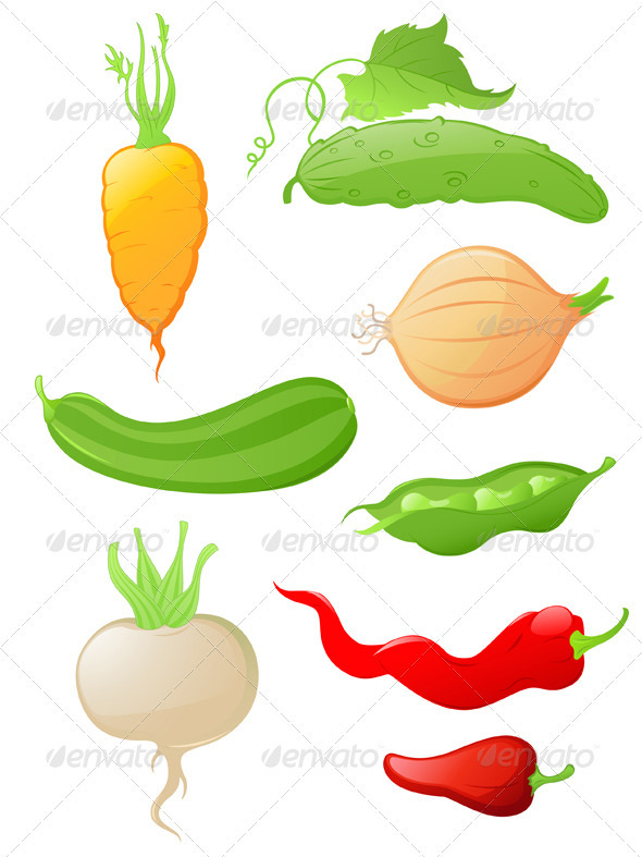 Set of Glossy Vegetable Icons