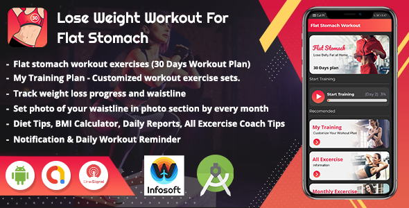 Android Lose Weight Flat Stomach Workout at Home - Women Workout App