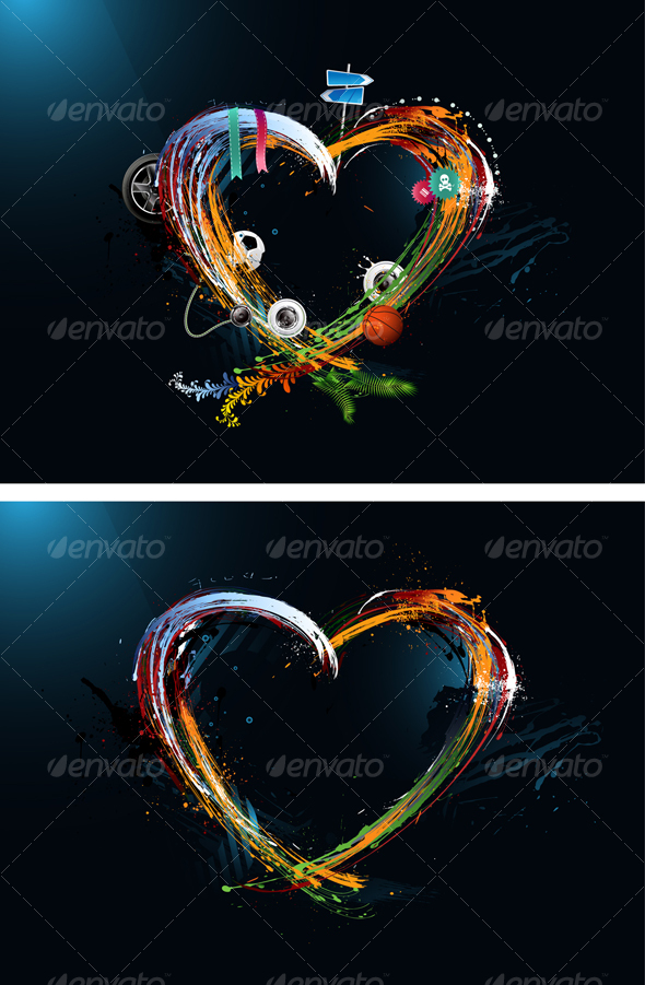 Postcard Heart Valentine's Day, Graffiti - Valentines Seasons/Holidays