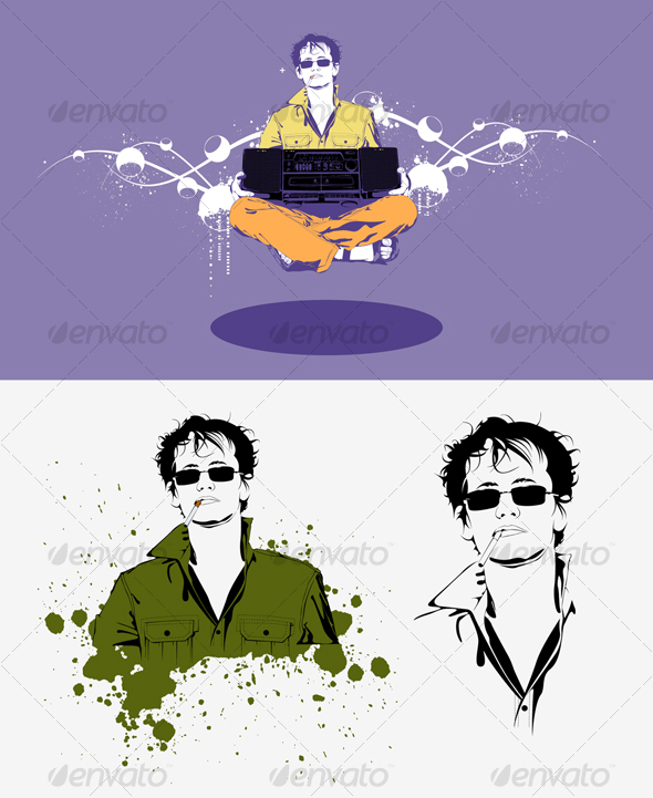 Vector Illustration Guy With a Cigarette - People Characters