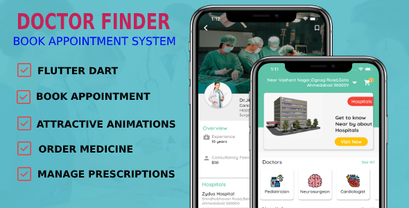 Doctors Finder App | Doctor Appointment Booking App | 4 Apps | Android + iOS | Flutter UI/UX