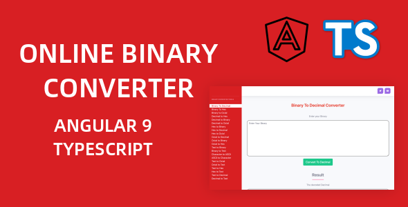 Online Binary Converter Tools Full Production Ready Application (Angular 15)
