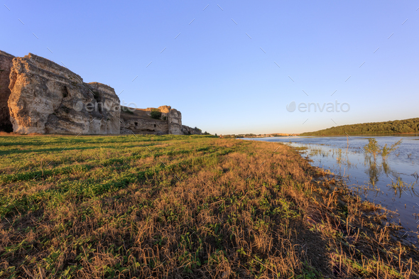 view from ruins of Carsium old city, Harsova, Romania. - Stock Photo - Images