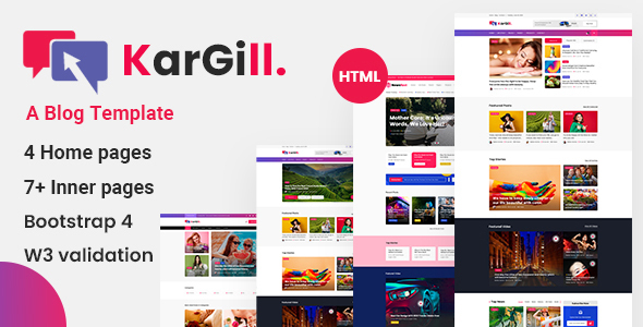 Marvelous Kargill - Blog, Magazine Html Template