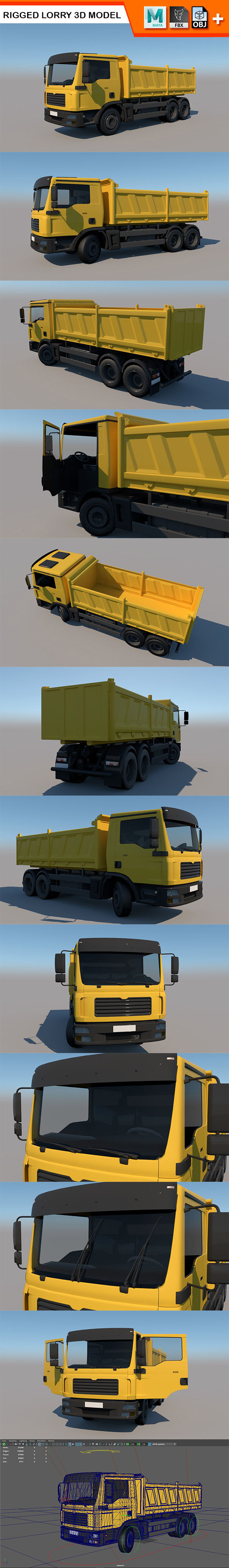 Rigged Lorry Model - 3Docean 28358358
