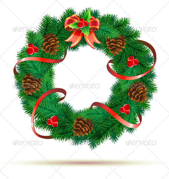 Green wreath - Christmas Seasons/Holidays