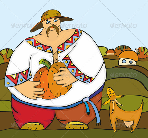 Man Pumpkin Goat Village