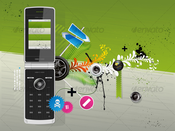 Illustration of a Cellular Phone With Patterns - Communications Technology