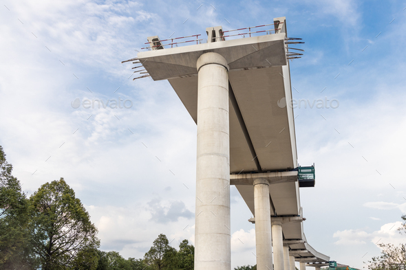 Construction of mass light rail transit train track infrastructure in progress in Malaysia