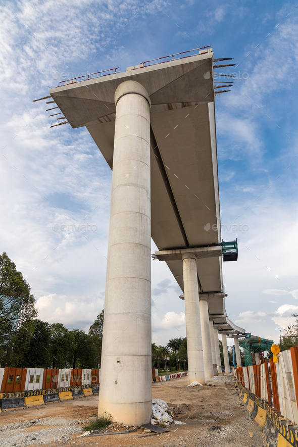 Construction of mass light rail transit track infrastructure in progress in Malaysia