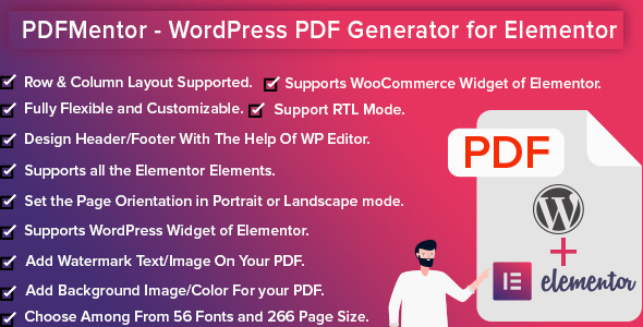 PdfMentor - WordPress PDF Generator for Elementor PRO