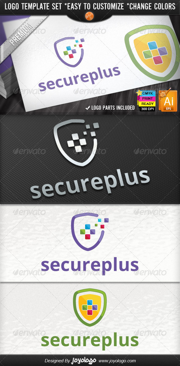 Pixel Plus Online Protect IT Security Logo Design - Symbols Logo Templates