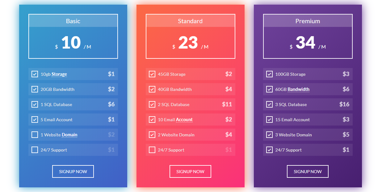 Selector - Pricing Tables and Plans