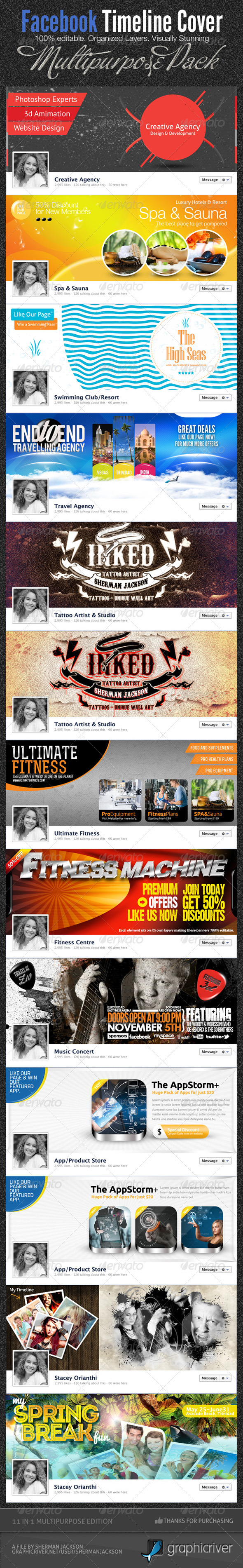 11 in 1 Mega Facebook Timeline Cover Templates - Facebook Timeline Covers Social Media