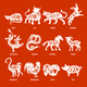 Chinese Zodiac Signs With Designation, Vectors 