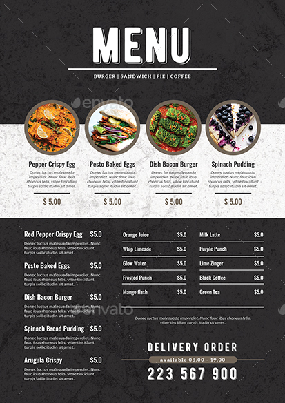 Restaurant Menu, Print Templates 