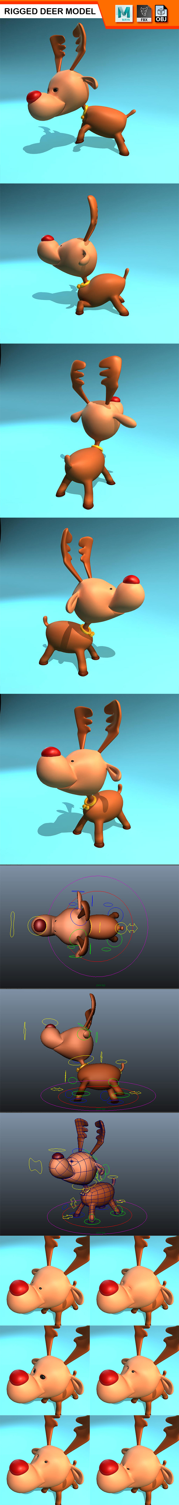 Rigged Deer Model - 3Docean 28406413