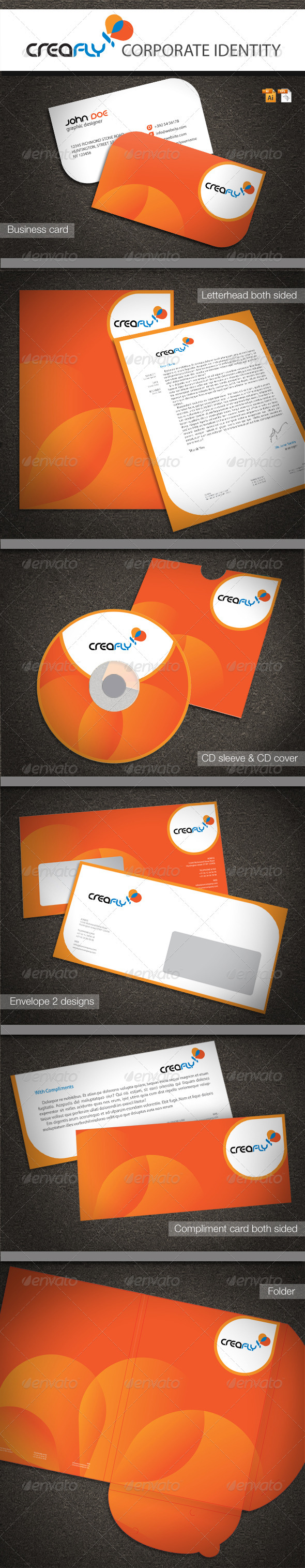 CreaFly Corporate Identity - Stationery Print Templates