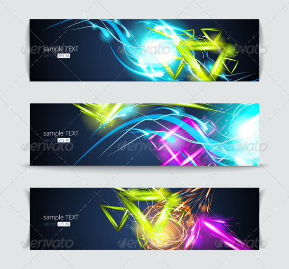 Set of banners and abstract headers with shadows - Web Elements Vectors