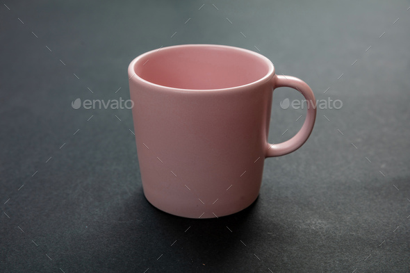 Download Coffee Mug Pink Color On Black Background Hot Beverage Cup Mockup Template Stock Photo By Rawf8