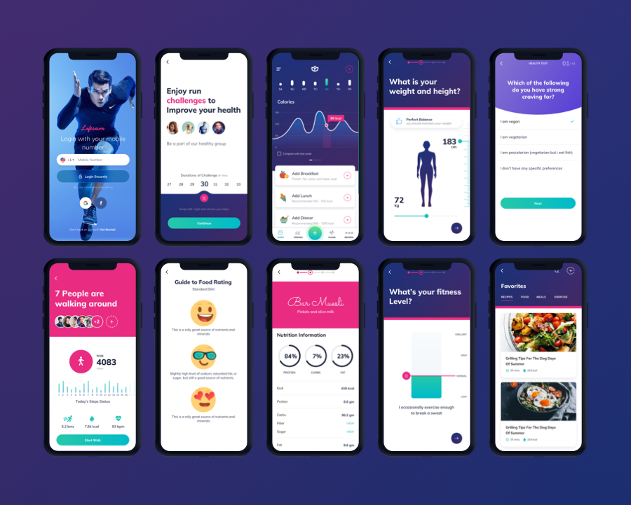 Lifesum Health and Fitness Mobile App UI kit - Figma by Design-Oxy