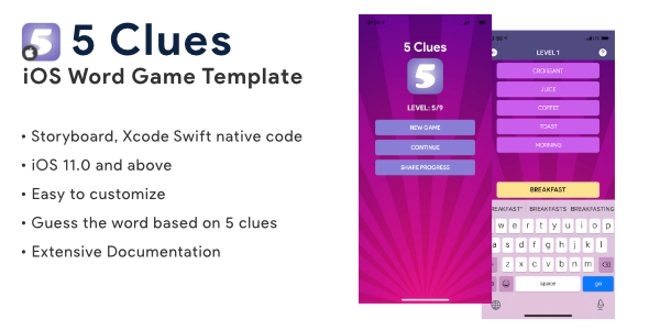 5 Clues | iOS Guess the Word Game Application