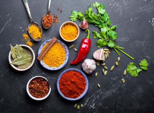 Indian food cooking background - Stock Photo - Images