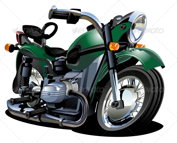Vector Cartoon Motorcycle - Man-made Objects Objects