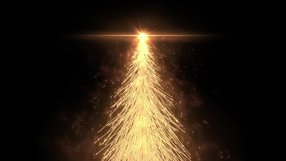 Animated Golden Christmas Fir Tree Star isolated seamless loop in HD resolution.