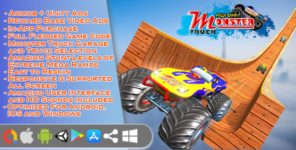 Monster Truck Stunt Game  Unity 3d