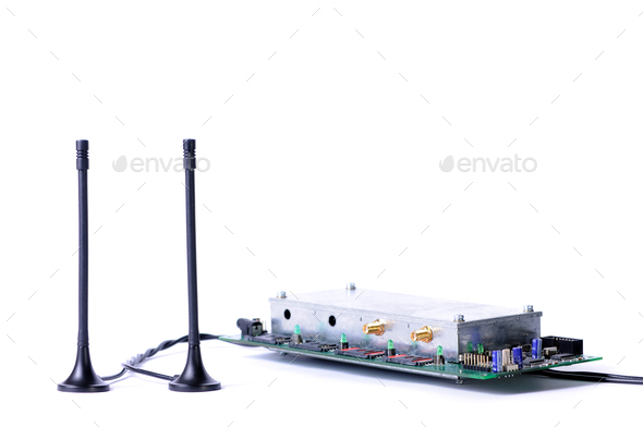 Close-up of an antenna with wires - Stock Photo - Images