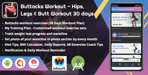 Android Buttocks Workout - Hips, Legs & Butt Workout 30 days (women workout app)