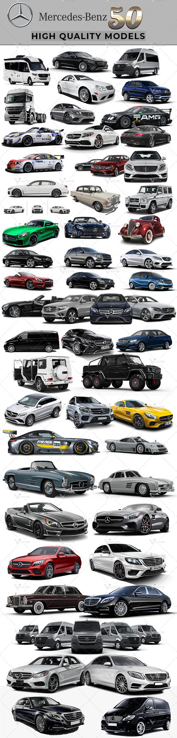 50 Mercedes Cars - 3Docean 24961798