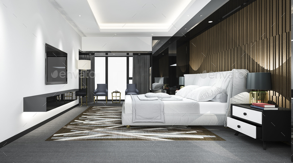 3d Rendering Luxury Classic Modern, Luxury King Bedroom Suites