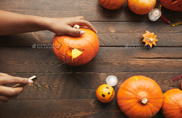 Carving Pumpkin Flat Lay - Stock Photo - Images