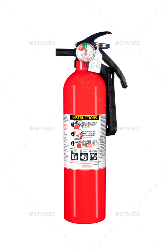 Fire extinguisher isolated on white - Stock Photo - Images