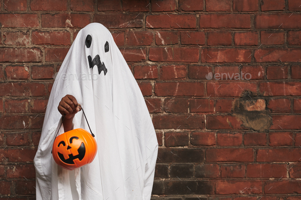 Kid Dressed Up As Ghost - Stock Photo - Images
